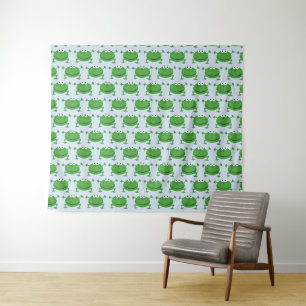 Grappige Kikkers Wit en Groen Wand Tapijt Wandkleed