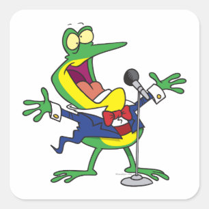 grappige kikkerviskikker cartoon vierkante sticker