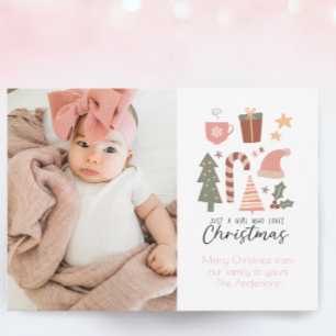 Grappige Kinder foto meisje die houdt van kerst Feestdagenkaart