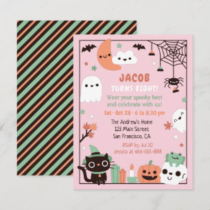 Grappige Kinder Halloween Verjaardagsfeestje Kaart