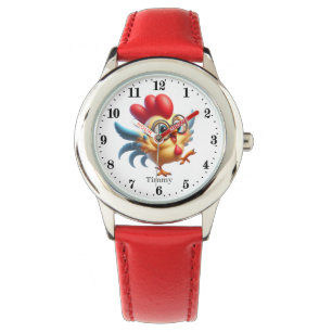 Grappige kinder unisex haan naam toevoegen horloge