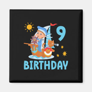Grappige Kinderen 9e Verjaardagsfeest Zeilboot Zei Magneet