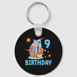 Grappige Kinderen 9e Verjaardagsfeest Zeilboot Zei Sleutelhanger