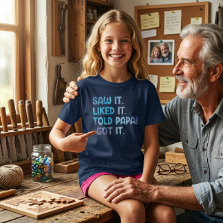 Grappige Kinderen Quote 'Zag het, vond het leuk, v T-shirt
