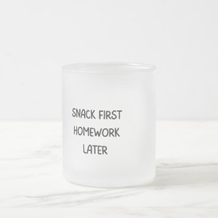 Grappige Kinderen Snoep Eerst Huiswerk Later Mok
