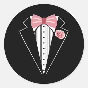 Grappige Kinderen Volwassene Roos Strikdas Roze Bo Ronde Sticker