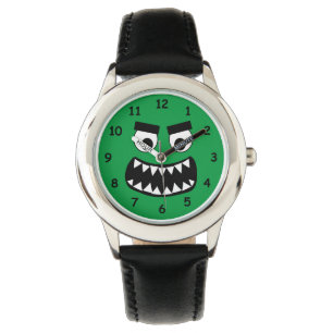 Grappige kinderhorloge met cartoon groen monsterge horloge