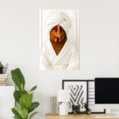 Grappige Kip Badkamer Print, Kip In Badjas Poster (Thuiskantoor)