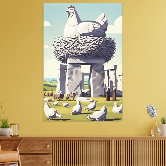 Grappige kip canvas afdruk (Insitu (Woonkamer))