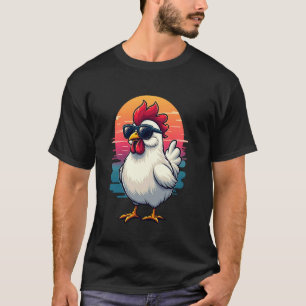 Grappige kip cool met zonnebril kippenboer  t-shirt