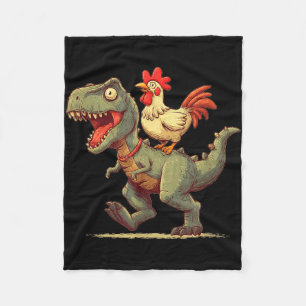 Grappige kip die op dinosaurus rijdt afbeelding vo fleece deken
