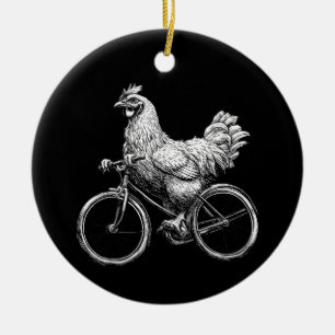 Grappige Kip Die op Fiets Rijdt Wielrenner Schatti Keramisch Ornament