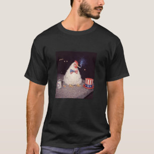 Grappige Kip die Sigaret Rookt Bier Gen Z 4 juli  T-shirt