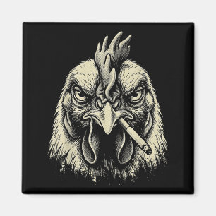 Grappige Kip die Sigaret Rookt Meme Vintage Grungy Magneet