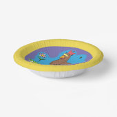 Grappige kip feestje cartoon papieren bord. papieren kommen (Gebogen)