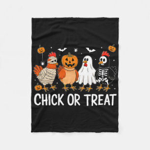 Grappige Kip Halloween Pompoen Kuiken Of Treat Chi Fleece Deken