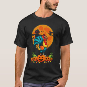 Grappige Kip Heksenhoed Pompoen Gelukkig Halloween T-shirt