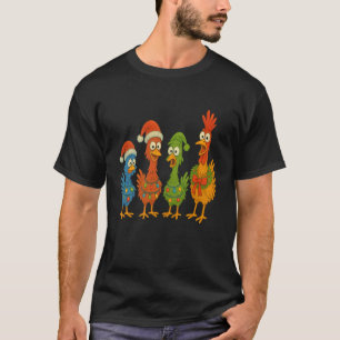 Grappige Kip Kerstlichten Boerderij Dier Schattig T-shirt