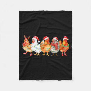 Grappige kip kerstlichtjes boerderij dier xmas fleece deken