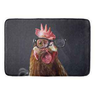 Grappige kip met een bril badmat
