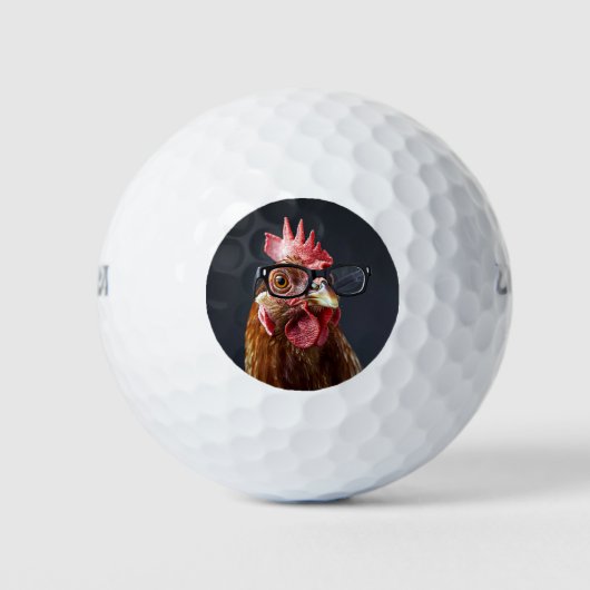 Grappige kip met een bril golfballen (Voorkant)