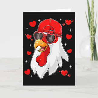 Grappige Kip Met Hartjes Gelukkige Valentijn Jonge Kaart