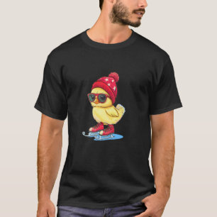 Grappige Kip met Zonnebril en Schaats T-shirt