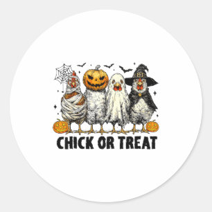Grappige Kip Of Behandel Halloween Heks Griezelige Ronde Sticker