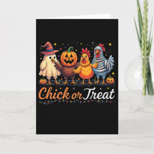 Grappige Kip Of Behandeling Halloween Heks Griezel Kaart