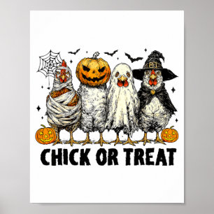 Grappige Kip Of Treat Halloween Heks Griezelige Ku Poster