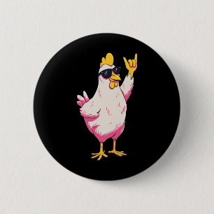 Grappige Kip Retro Stijl Cartoon Pluimvee Humor On Ronde Button 5,7 Cm