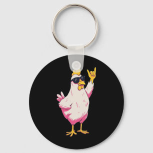 Grappige Kip Retro Stijl Cartoon Pluimvee Humor On Sleutelhanger
