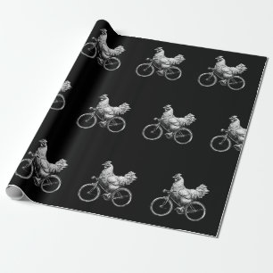 Grappige kip rijdt op fiets wielrenner schattig di cadeaupapier