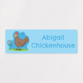 Grappige kip rustieke cartoon gepersonaliseerd labels (Design 2)