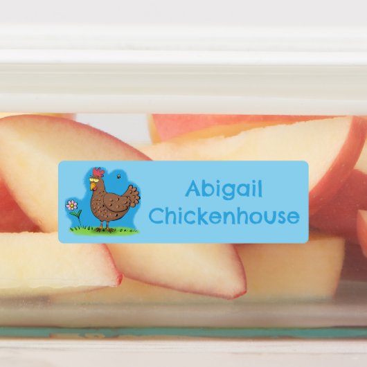 Grappige kip rustieke cartoon gepersonaliseerd labels (Aangebracht)