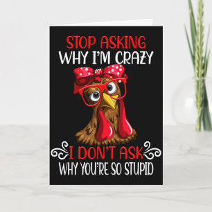 Grappige Kip Stop Met Vragen Waarom Ik Dolle Kippe Kaart