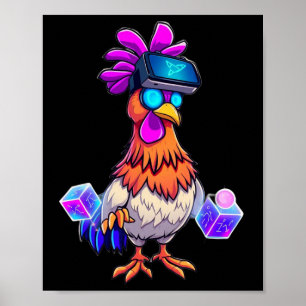 Grappige Kip Sungles Dier Speelt Tikkertje Jongens Poster