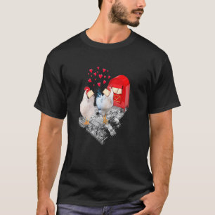 Grappige Kip Valentijnsdag Hart Kip Koppel T-shirt