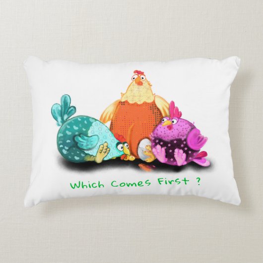 Grappige kippen accent kussen - aangepaste tekst (Voorkant)