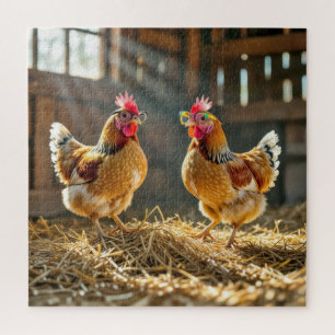 Grappige Kippen In Zonnige Schuur Legpuzzel