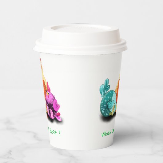 Grappige Kippen Papieren Bekers - Aangepaste Tekst (Links)