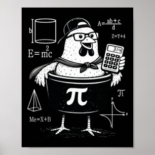 Grappige kippenpot vasthoudende rekenmachine wisku poster