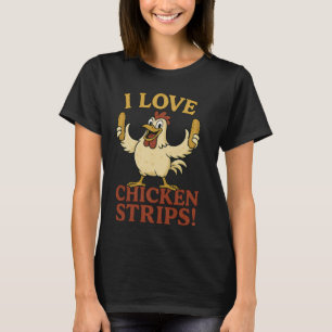 Grappige Kipstripeliefhebber Fast Food Cartoon Ont T-shirt