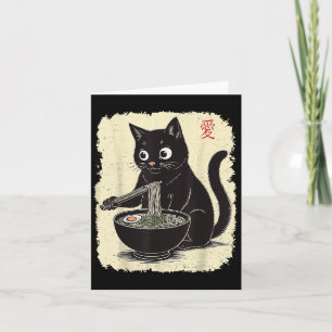 Grappige Kitten Eet Ramen Japanse Kawaii Anime Ca Kaart