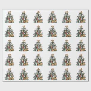 Grappige Kitten Kerstboom Kat Huisdier Dierenliefh Cadeaupapier