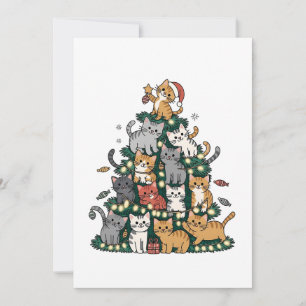 Grappige Kitten Kerstboom Kat Huisdier Dierenliefh Kaart