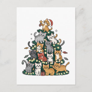Grappige Kitten Kerstboom Kat Huisdier Dierenliefh Uitnodiging Briefkaart