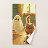 Grappige Kitten Spooky Vriend Bad Handdoek (Handdoek)
