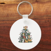 Grappige Kittens Kerstboom Kat Huisdier Dierenlief Sleutelhanger (Voorkant)
