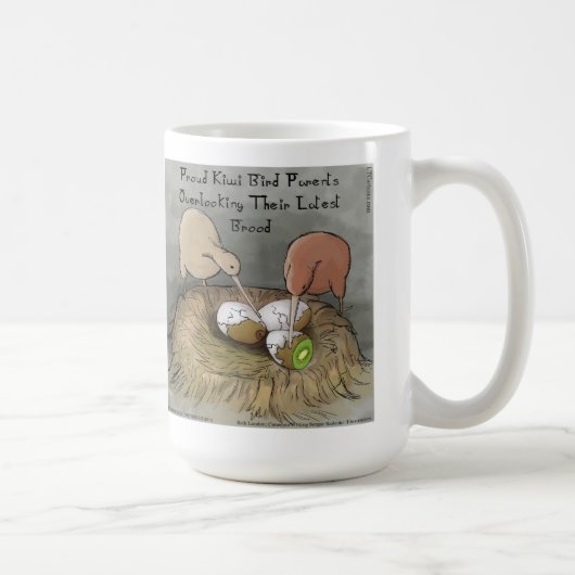 Grappige Kiwi Vogels die hun Fruit Verzorgen Koffiemok (Rechts)
